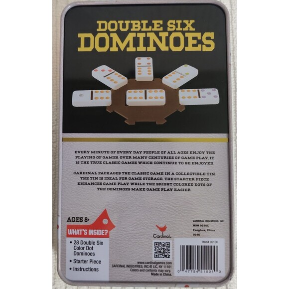 Dominoes Cardinal Double Six Color Dot 28 Jumbo Size Pieces- Open-Box - Picture 2 of 9